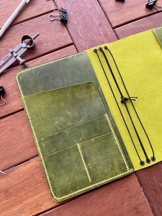 Personalized Leather Organizer Notebook Cover | Handmade A5 Journal Cover with Card Pockets | Refillable Leather Planner | Genuine Leather