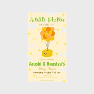 Dhokla Baby Shower Invitation | Editable Baby Canva Template | Digital Desi Food Themed Invite | Indian Baby Shower Invite | Minimalist