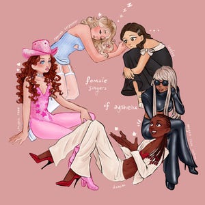 Stickers zangeressen - Sabrina Carpenter, Laufey, Chappell Roan, Megan Thee Stallion, Doechii
