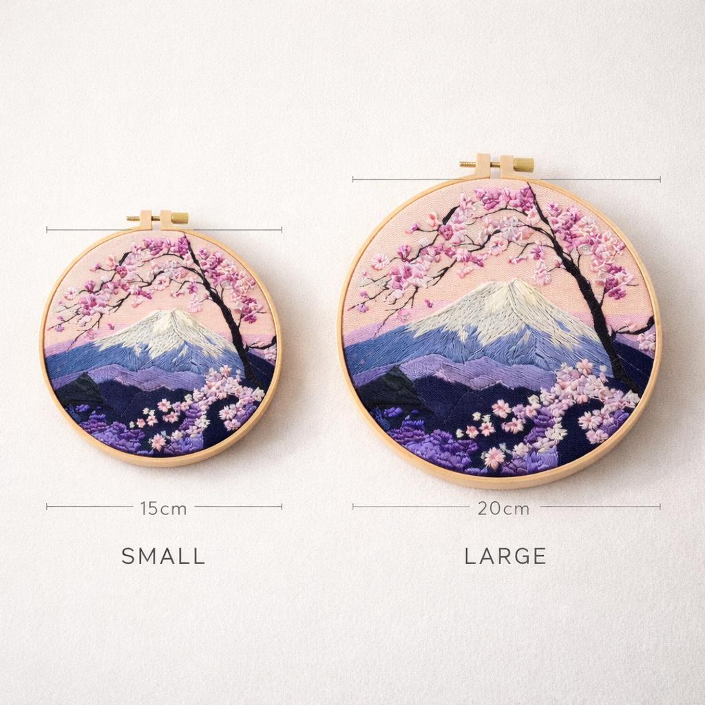 Mount Fuji Sakura Embroidery Kit DIY – Cherry Blossom Landscape ...