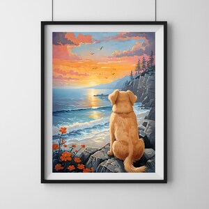 Dog cartoon / Dog wall art / Home decor / Digital poster / Minimalist artwork / Dog lover / Gift / Dog lover / Aesthetic