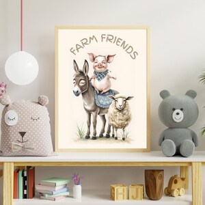 Kinder Kunst / Dekor für Kinderzimmer / Comic Tiere / Bauernhof Tiere / Tier Poster / Kunst für Kinder / kinderfreundlich / Cartoon / Tier