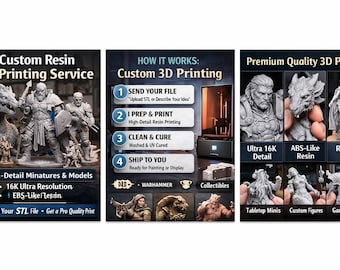 Servicio de impresión 3D de resina a medida: archivo STL o modelo físico.