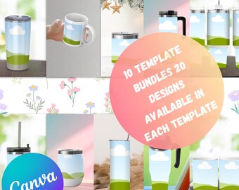 20oz Tumbler Mockup Bundle Canva Template | Drag and Drop Sublimation Mockup | Product Photography Template | Editable Canva Mockup