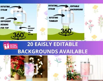 40oz Tumbler Mockup Canva Template | Stanley Style Tumbler Mockup | Sublimation Product Photos | Drag and Drop Canva Mockup
