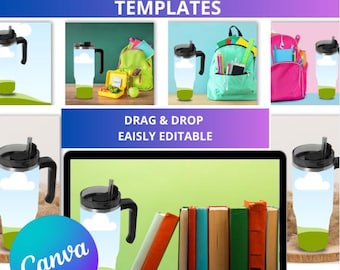 40oz Tumbler Mockup Canva Template | Stanley Style Tumbler Mockup | Sublimation Product Photos | Drag and Drop Canva Mockup
