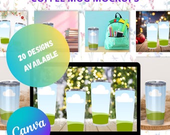 40oz Tumbler Mockup Template Bundle: Editable Canva Designs (Digital Download)
