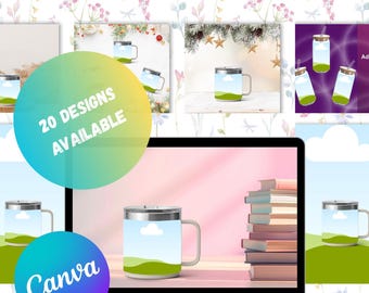 Yeti Mug Mockup Designs, Coffee Mug Full Wrap Templates Mockup Canva | Yeti Style  Mockup | Sublimation Product Photos | Drag and Drop