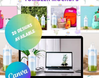 40oz Tumbler Mockup Canva Template | Stanley Style Tumbler Mockup | Sublimation Product Photos | Drag and Drop Canva Mockup
