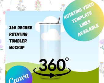 20oz Rotating Tumbler Mockup Bundle Canva Template | Drag and Drop Sublimation Mockup | Product Photography Template | Editable Canva Mockup