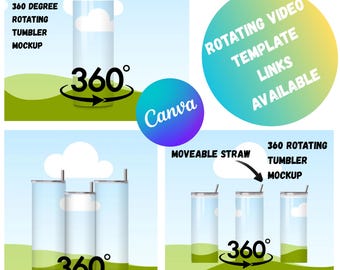 Canva 20 Oz Tumbler Mockups Bundle 20 Oz Rotating Tumbler Mockup Canva Tumbler Mockup Drag and Drop Tumbler Mockup Canva 20oz Skinny Tumbler