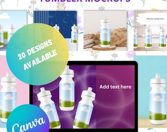 Canva Tumbler Mockup Template Bundle, 20 Editable Designs (Digital Download)