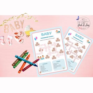 Aankondigingskaart baby, kruiswoordraadsel baby, kaartspel aankondiging, kruiswoordraadsel babyshower, afdrukbare kaart, digitaal product, aanpasbaar