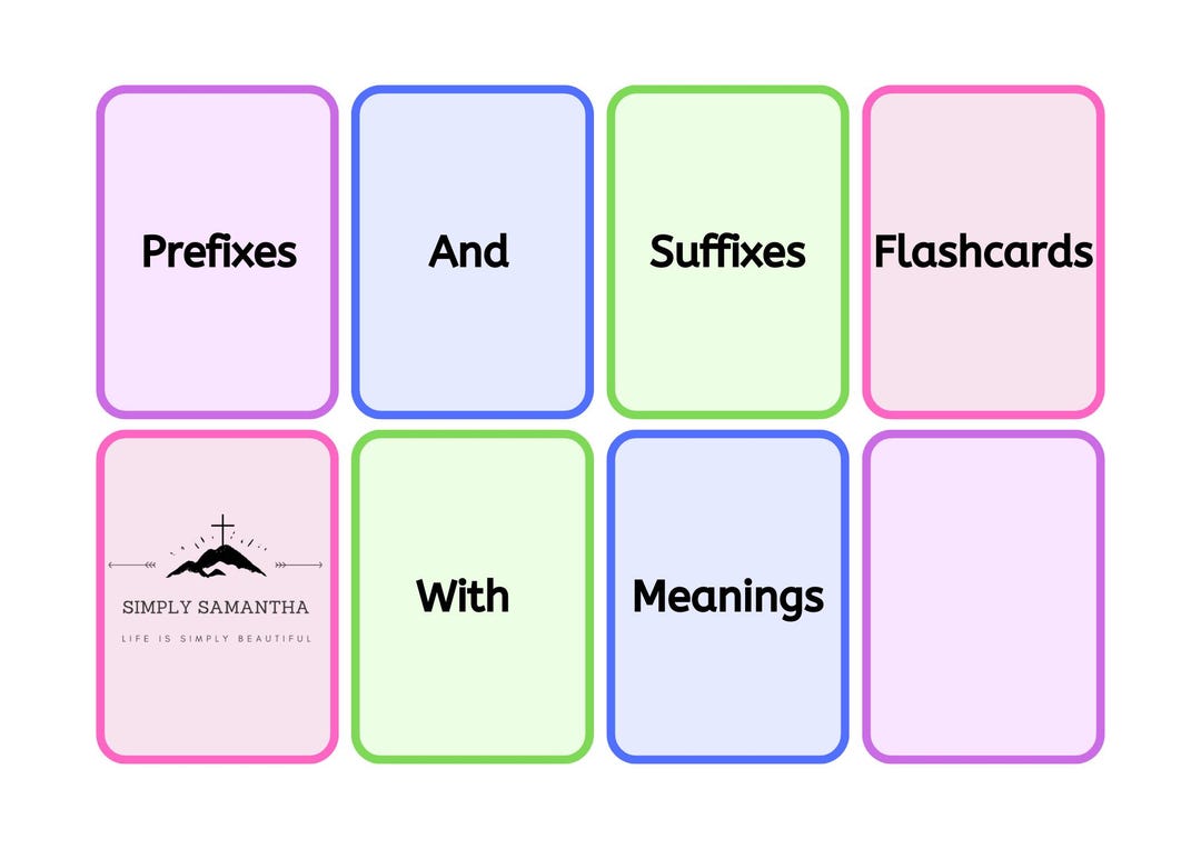 Bright & Colorful Prefix and Suffix Meaning Flashcards - Etsy