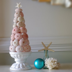 Sea Urchin Christmas Tree - 11 in tall - Candle Light Centerpiece - Beach Decor
