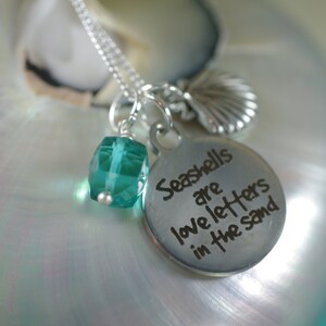 Seashells are Love Letters in the Sand Necklace Pick your Shell Charm Customize image 2