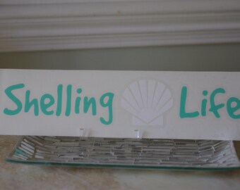 Shelling Life&reg; Vinyl Decal - Beach Decal - Scallop Shell Decal - Car Decal
