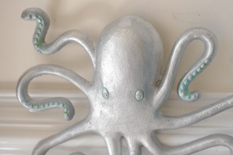 Large Cast Iron Octopus Wall Hook Wall Decor Coastal Decor image 2