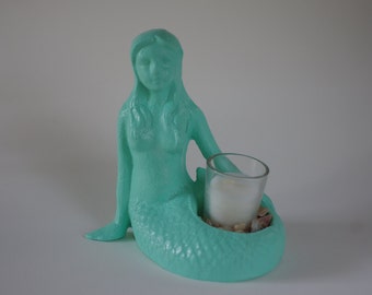 Mermaid Coastal Decor - Portacandele in ghisa a forma di sirena