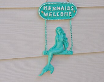 Beach Welcome Sign and Wall Decor - Mermaid Welcome Sign