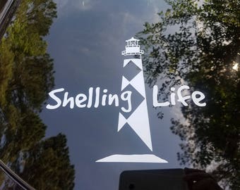 Shelling Life® Lighthouse Vinyl Decal - Car Decal - Lighthouse Decal - Shell Decal