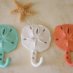 Beach Decor Cast Iron Sanddollar Wall Hook  - PICK YOUR COLOR