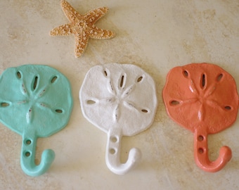 Beach Decor Cast Iron Sanddollar Wall Hook  - PICK YOUR COLOR