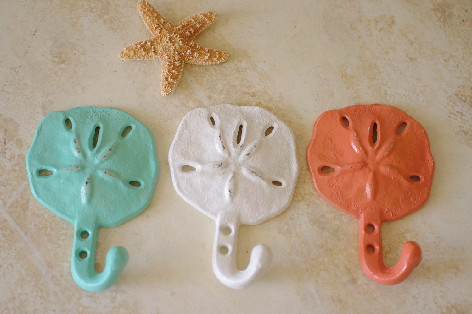 Beach Decor Cast Iron Sanddollar Wall Hook PICK YOUR COLOR Etsy