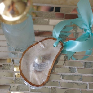 Oyster Shell Christmas Ornament Set- Holiday Ornament - Pick Your Ribbon