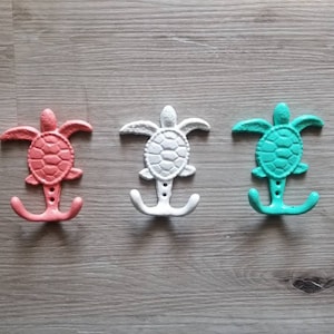 Sea Turtle Wall Hook - Cast Iron Sea Turtle - Beach Decor - CUSTOM COLORS