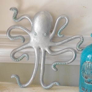 Large Cast Iron Octopus Wall Hook Wall Decor Coastal Decor image 1