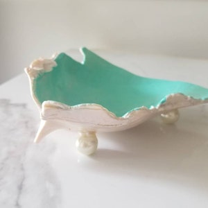 Conch Shell Trinket Dish with Aqua