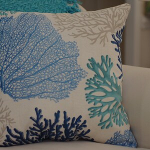 Beach Decor Sea Fan Throw Pillow Coastal Decor image 4