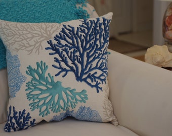 Beach Decor Sea Fan Throw Pillow - Coastal Decor