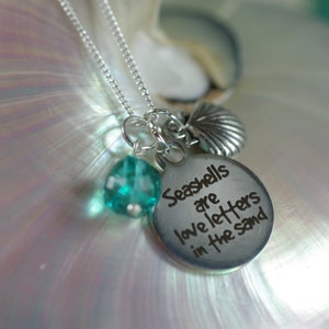 Seashells are Love Letters in the Sand Necklace Pick your Shell Charm Customize image 4