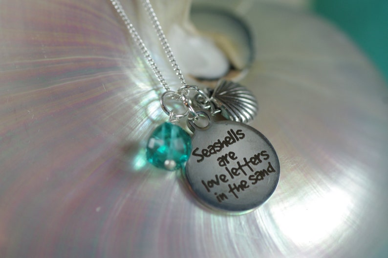 Seashells are Love Letters in the Sand Necklace Pick your Shell Charm Customize image 4