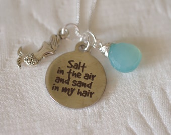 Salt in the Air Necklace - Mermaid FlipFlop or Shell Charm - Customize