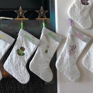Beach Cottage Embroidered Christmas Stockings - Coastal Decor - Coastal Christmas - Holiday Decor