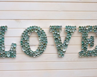 Beach Decor Seashell Covered Sign Letters - LOVE or Any 4-Lettered Word