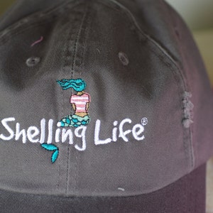 Beach Mermaid Hat Embroidered Hat Shelling Life® Mermaid Pink, Dark Gray, Slate Blue, Khaki image 3