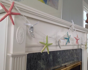 Starfish and Oyster Shell Garland - Starfish Decor - Starfish Garland