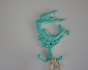 Cast Iron Mermaid Wall Hook  - Jewelry Holder - Towel Holder