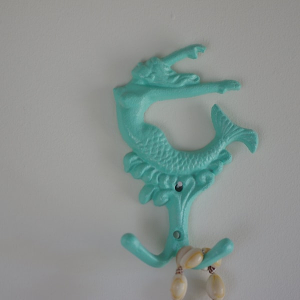 Cast Iron Mermaid Wall Hook  - Jewelry Holder - Towel Holder