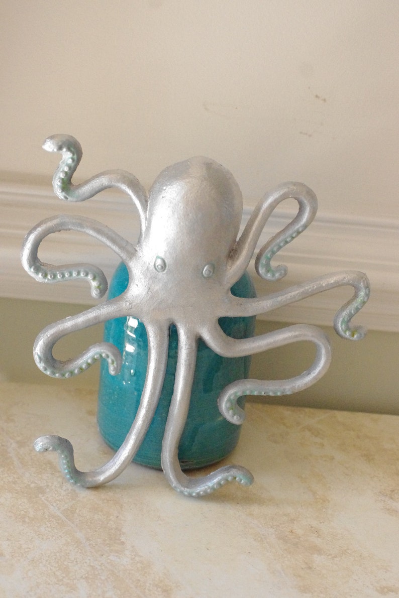 Large Cast Iron Octopus Wall Hook Wall Decor Coastal Decor image 3