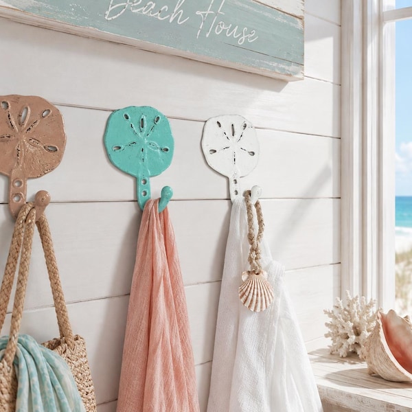 Beach Decor Cast Iron Sanddollar Wall Hook  - PICK YOUR COLOR