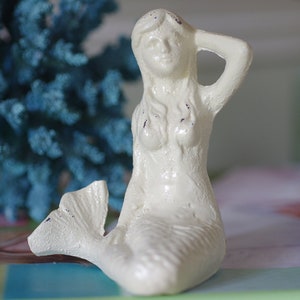 Small Cast Iron Sitting Mermaid Sitting Mermaid Tabletop image 1