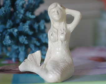 Small Cast Iron Sitting Mermaid - Sitting Mermaid - Tabletop