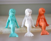 Beach Decor Little Cast Iron Sitting Mermaid  - PICK YOUR COLOR