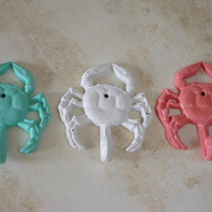 Cast Iron Crab Hook - Beach Decor - PICK YOUR COLOR