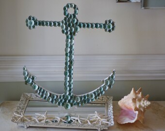 Seashell Covered Anchor - Limpet Shell Anchor Wall Decor